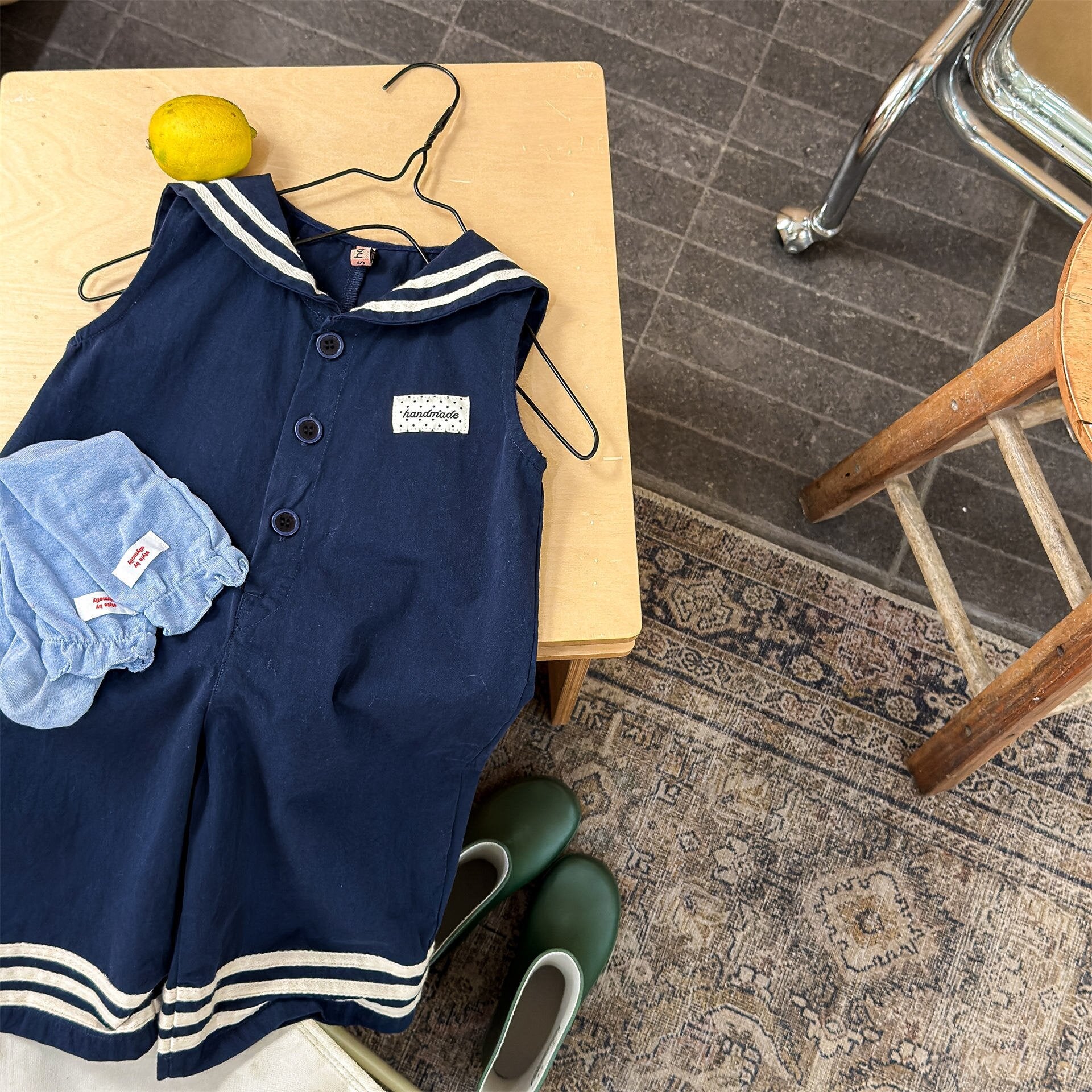 ノースリーブジャンプスーツ Navy / 80cm Spring Summer Jumpsuit Bib Pants サロペット オーバーオール【mh0012083】