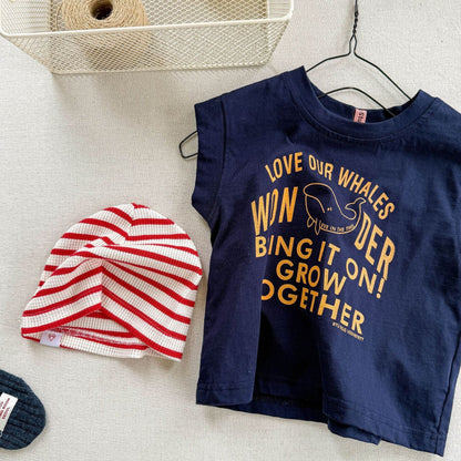 タンクトップ・キャミソール・ノースリーブトップス Navy / 80cm プリントノースリーブTシャツ【mh0009536】