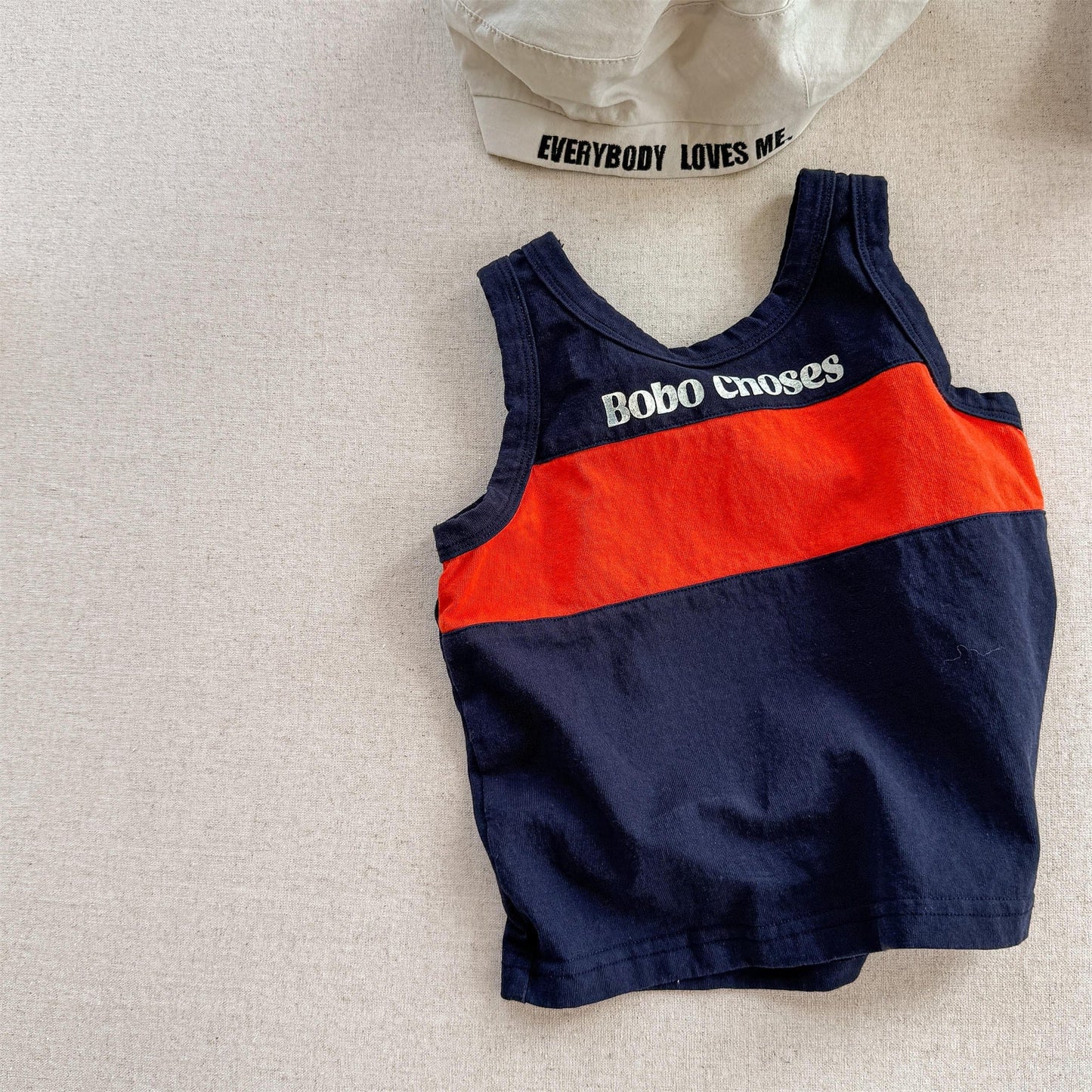 タンクトップ・キャミソール・ノースリーブトップス Navy / 80cm カラフルロゴノースリーブTシャツ【mh0010142】