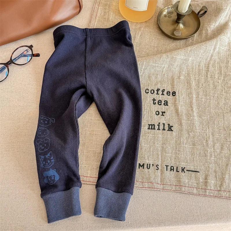 レギンスパンツ Navy Blue / 80cm キッズパンツ ロゴプリント柄 レギンスパンツ 3カラー【mh0003974】