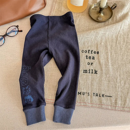 レギンスパンツ Navy Blue / 80cm キッズパンツ ロゴプリント柄 レギンスパンツ 3カラー【mh0003974】