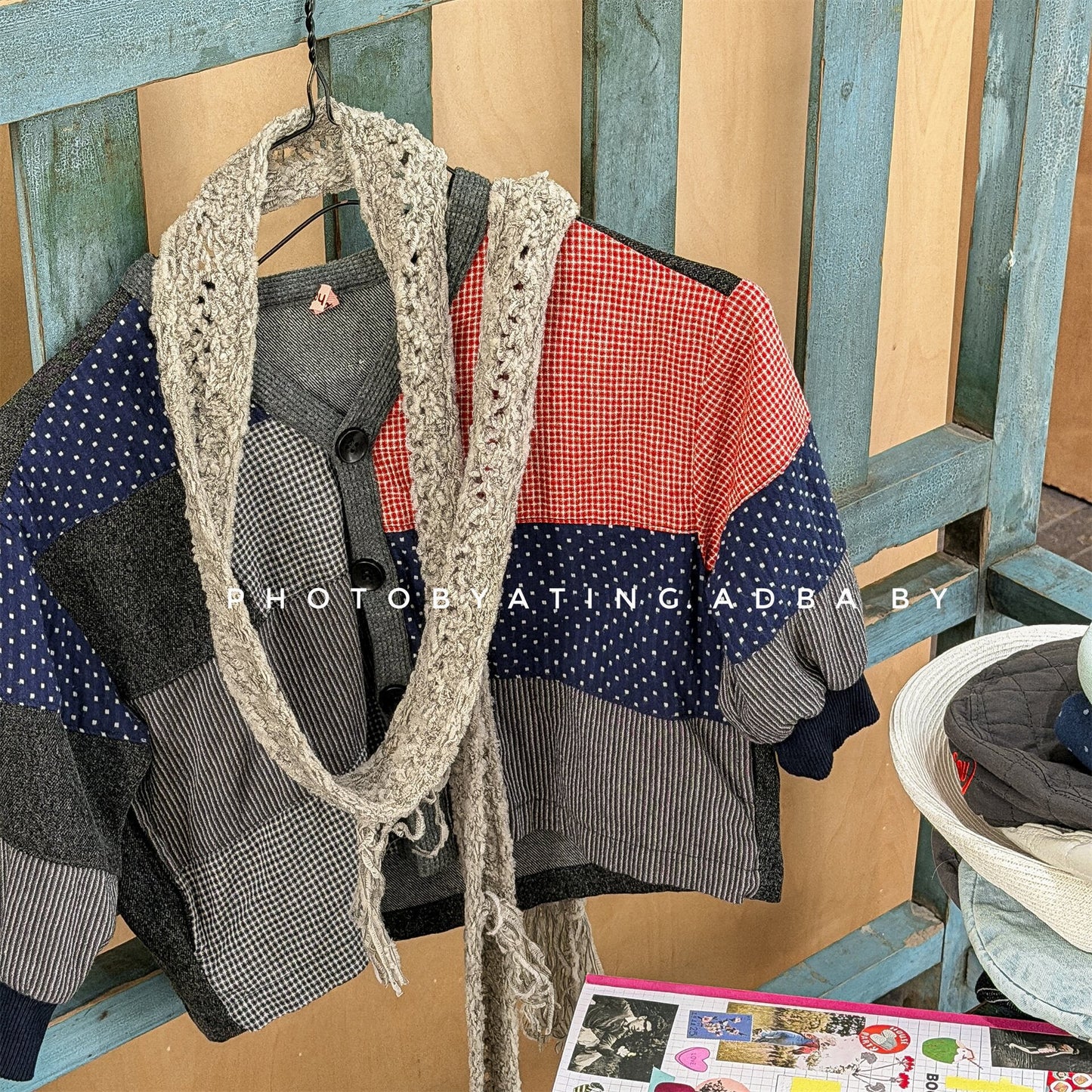 カーディガン・パーカー Patchwork Jacket Cardigan Top パッチワーク ジャケット カーディガン【mh0012039】