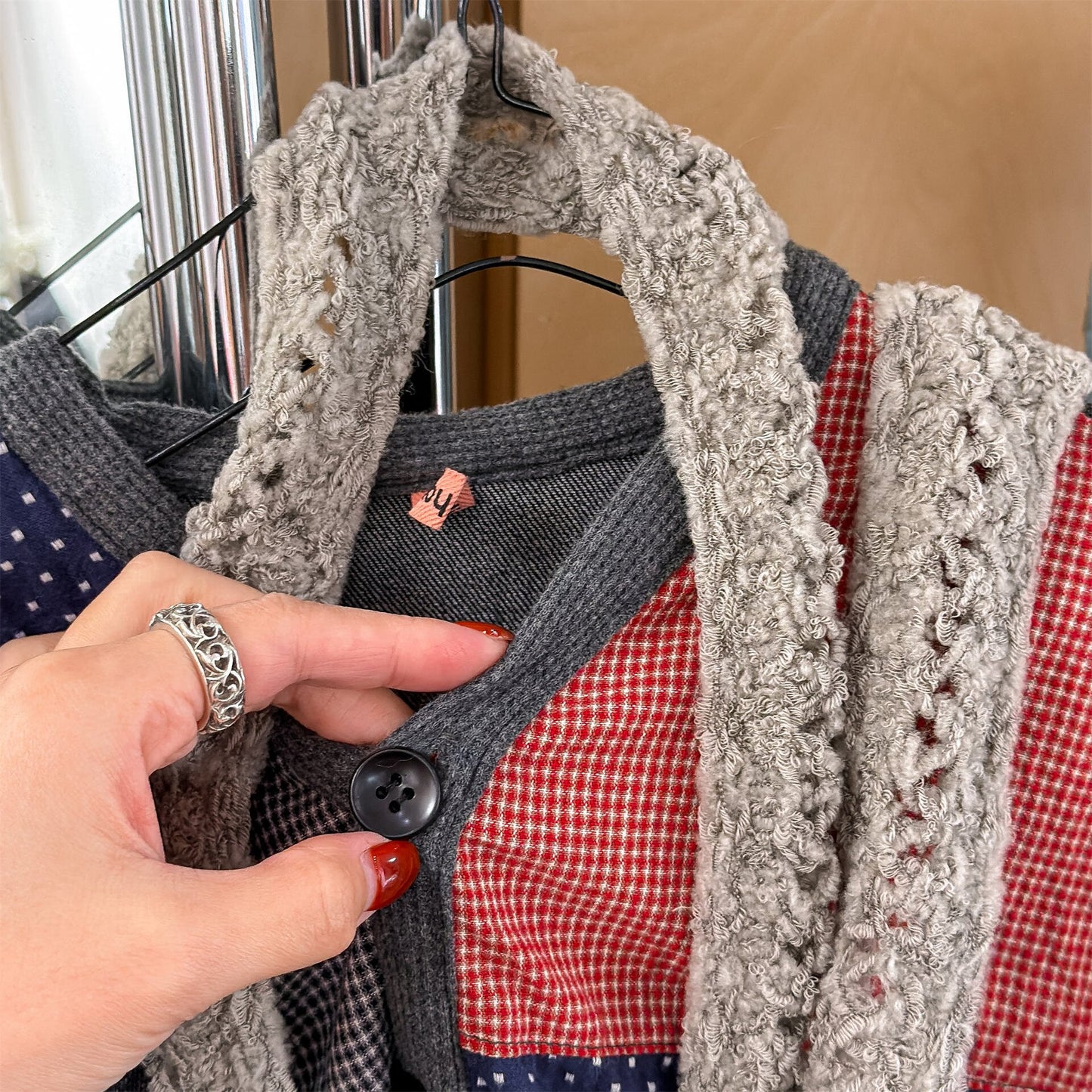 カーディガン・パーカー Patchwork Jacket Cardigan Top パッチワーク ジャケット カーディガン【mh0012039】