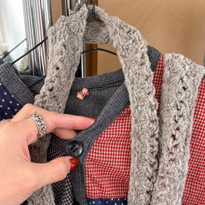 カーディガン・パーカー Patchwork Jacket Cardigan Top パッチワーク ジャケット カーディガン【mh0012039】