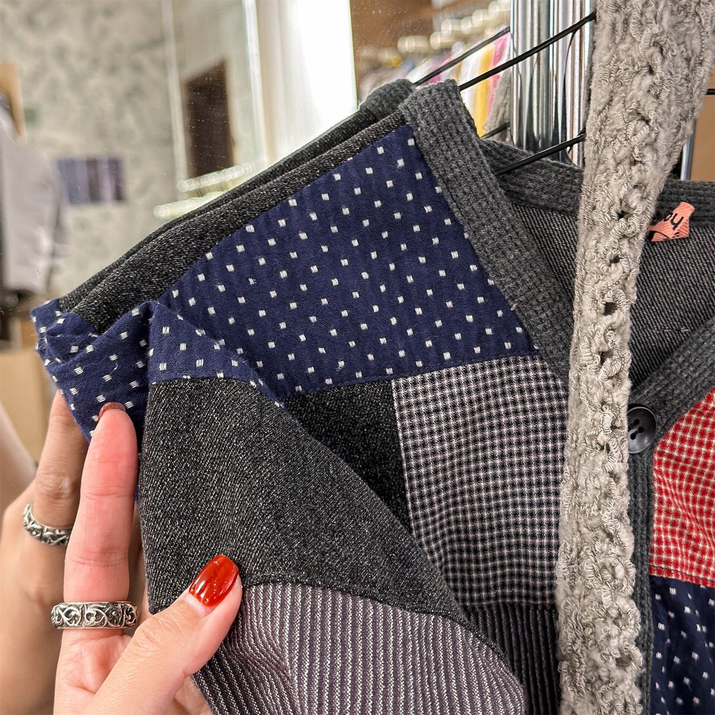 カーディガン・パーカー Patchwork Jacket Cardigan Top パッチワーク ジャケット カーディガン【mh0012039】