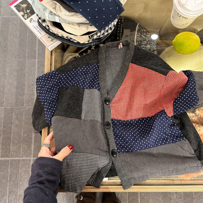 カーディガン・パーカー Patchwork Jacket Cardigan Top パッチワーク ジャケット カーディガン【mh0012039】