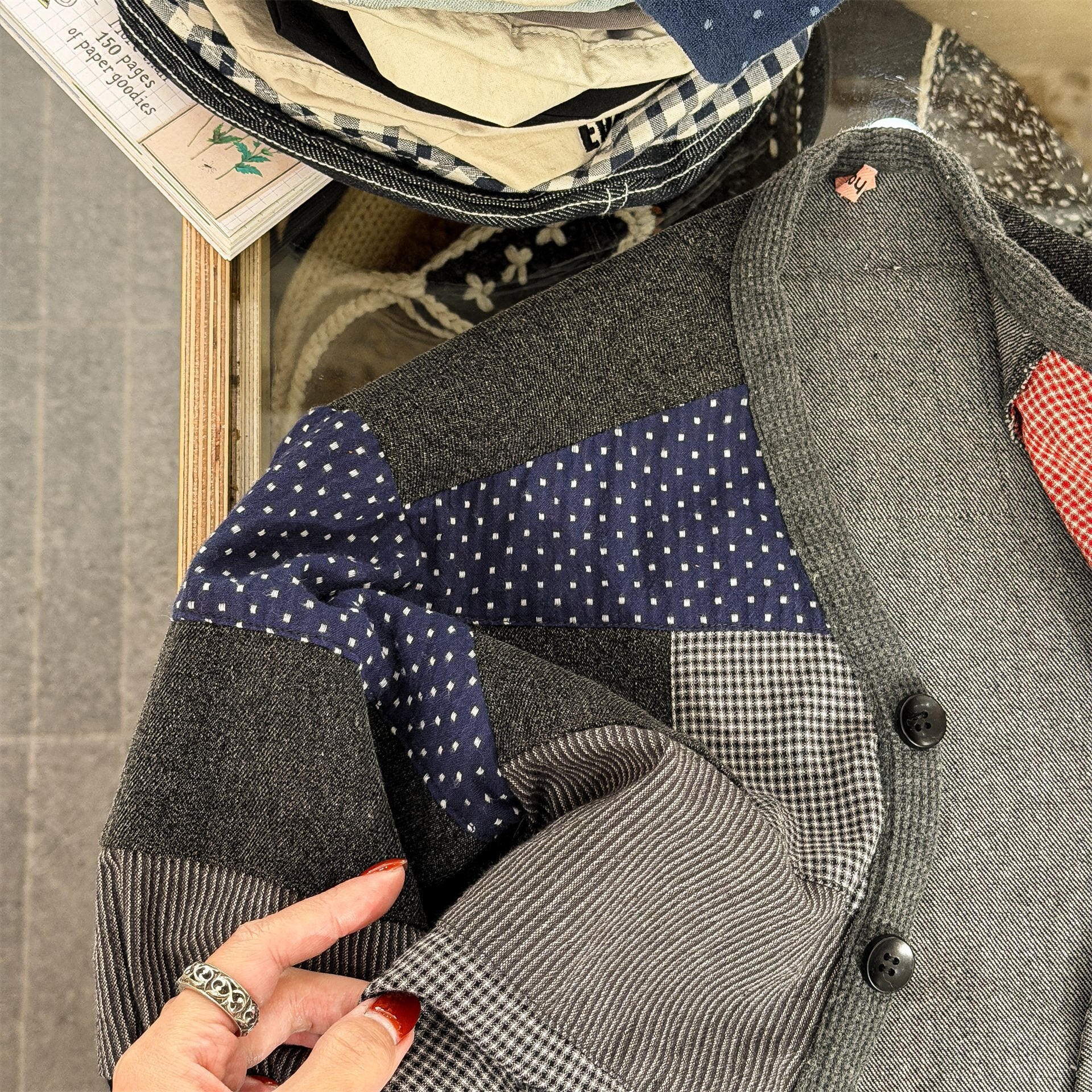 カーディガン・パーカー Patchwork Jacket Cardigan Top パッチワーク ジャケット カーディガン【mh0012039】