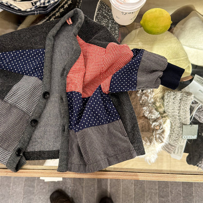 カーディガン・パーカー Patchwork Jacket Cardigan Top パッチワーク ジャケット カーディガン【mh0012039】