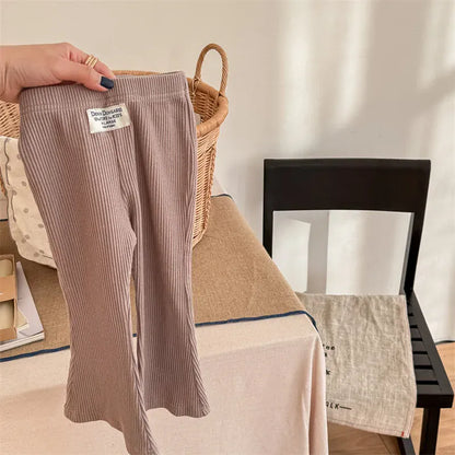 レギンスパンツ Pink / 12M  80CM キッズパンツ タグワンポイントフレアリブレギンスパンツ 3カラー【mh0006865】