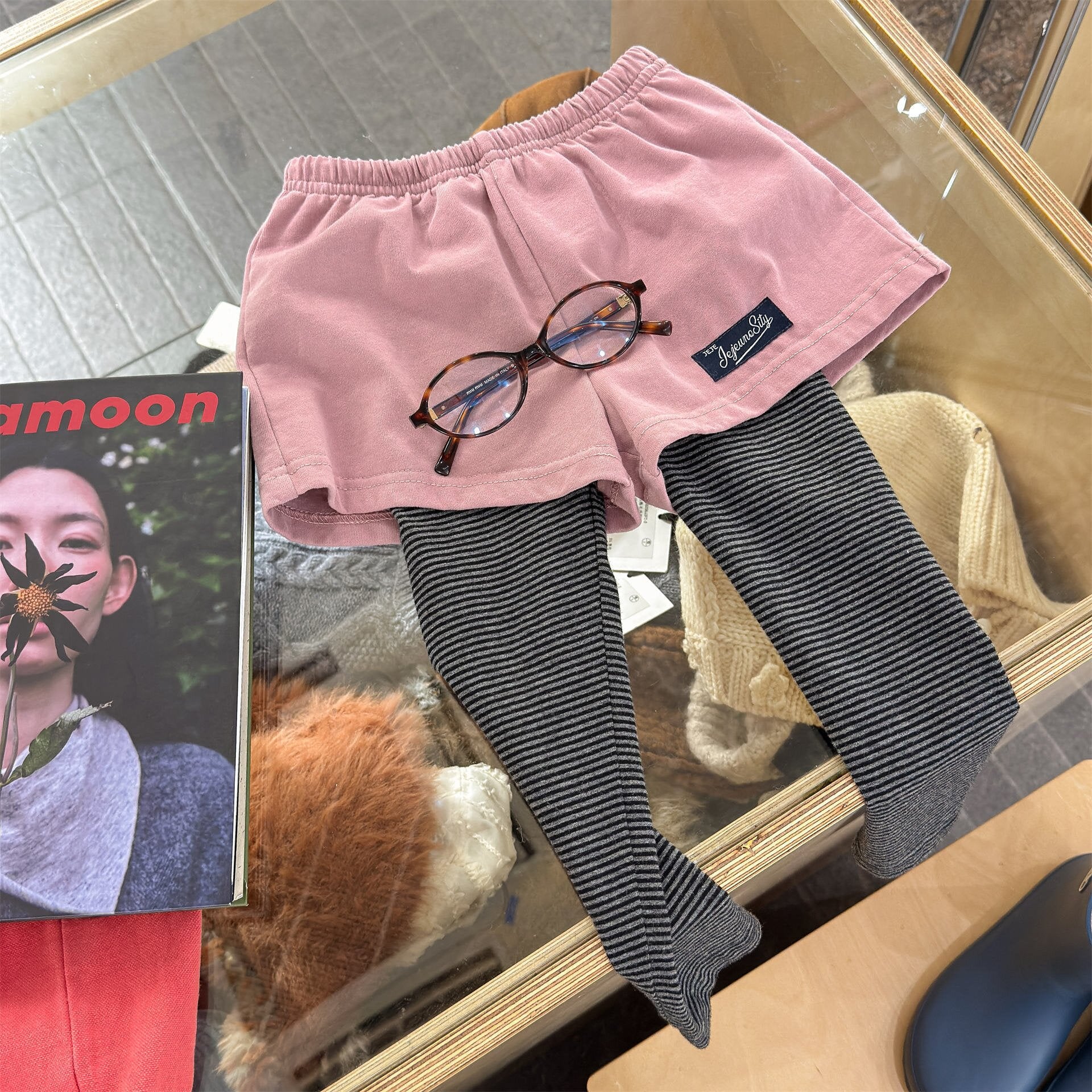 レギンスパンツ Pink / 80cm Fake Two-Piece Leggings フェイク レイヤード レギンスパンツ【mh0012135】
