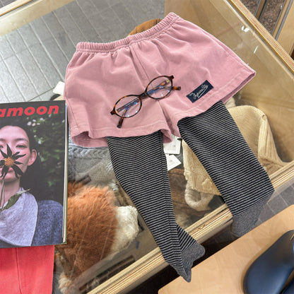 レギンスパンツ Pink / 80cm Fake Two-Piece Leggings フェイク レイヤード レギンスパンツ【mh0012135】