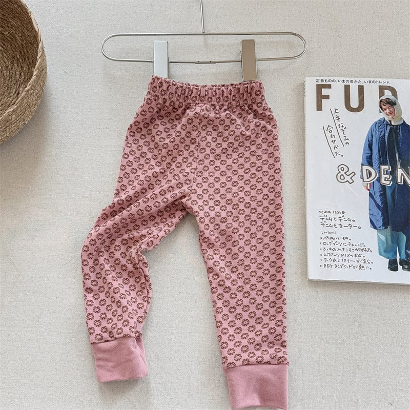 レギンスパンツ Pink / 80cm キッズパンツ フラワープリントレギンスパンツ【mh0008969】