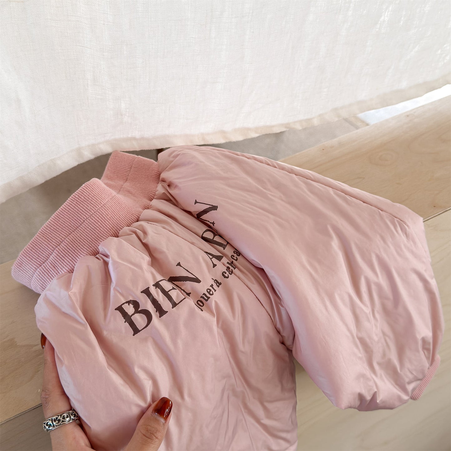 ロングパンツ・スウェットパンツ Pink / 80cm 中綿防寒パンツ ジョガーパンツ 暖パン ロゴプリント【mh0011916】