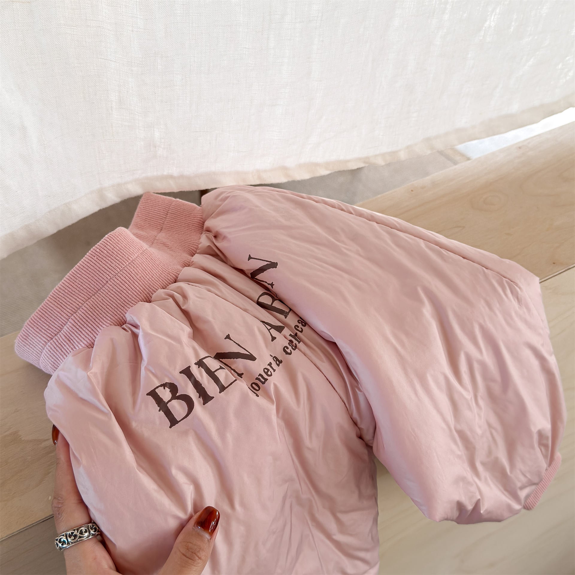 ロングパンツ・スウェットパンツ Pink / 80cm 中綿防寒パンツ ジョガーパンツ 暖パン ロゴプリント【mh0011916】