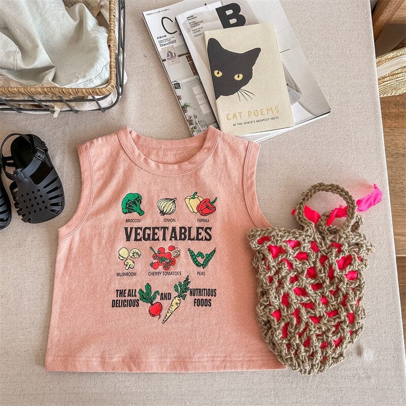 タンクトップ・キャミソール・ノースリーブトップス Pink / 80cm キッズ レターロゴ プリント タンクトップ ノースリーブ Tシャツ カーキ ブルー ピンク ユニセックス【mh0002050】