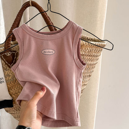 タンクトップ・キャミソール・ノースリーブトップス Pink / 80cm ワンポイントノースリーブTシャツタンクトップ【mh0009379】