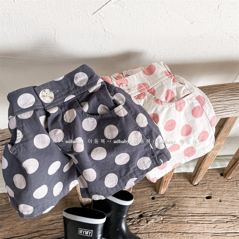ハーフパンツ・ショートパンツ Polka Dot Cotton Short Pants ドット柄 コットン ショートパンツ【mh0012142】