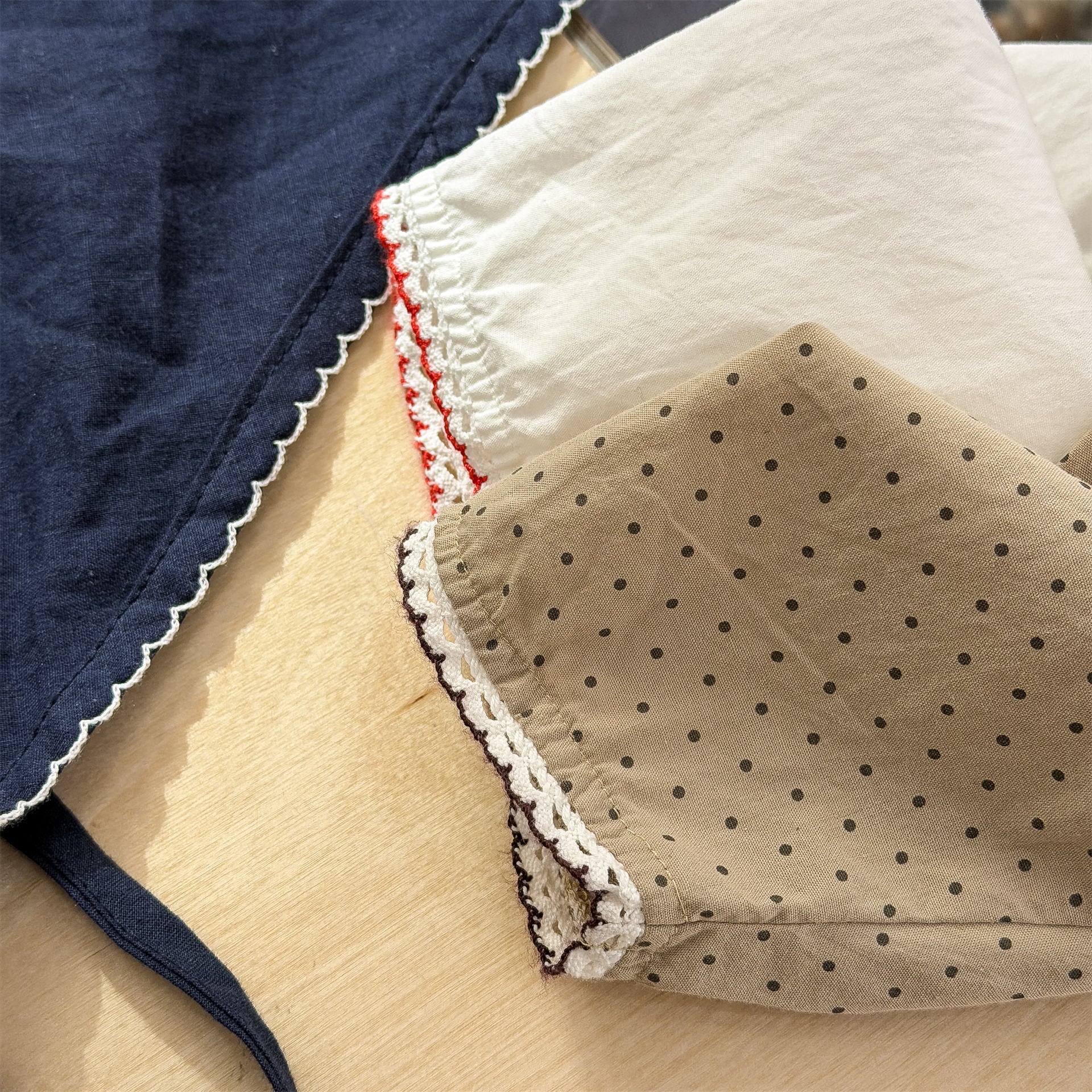 長袖シャツ・ブラウス Polka Dot Lace Puff Sleeve Shirt ドット柄 レース パフスリーブ シャツ【mh0011950】