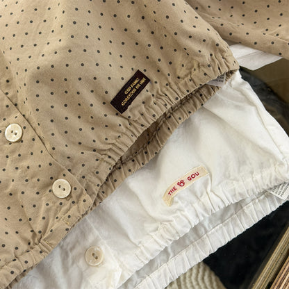 長袖シャツ・ブラウス Polka Dot Lace Puff Sleeve Shirt ドット柄 レース パフスリーブ シャツ【mh0011950】