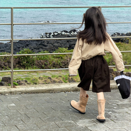 長袖シャツ・ブラウス Polka Dot Lace Puff Sleeve Shirt ドット柄 レース パフスリーブ シャツ【mh0011950】