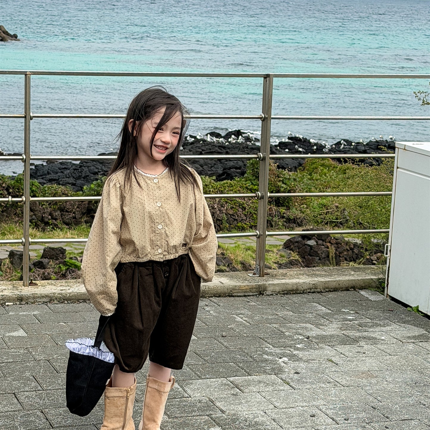 長袖シャツ・ブラウス Polka Dot Lace Puff Sleeve Shirt ドット柄 レース パフスリーブ シャツ【mh0011950】