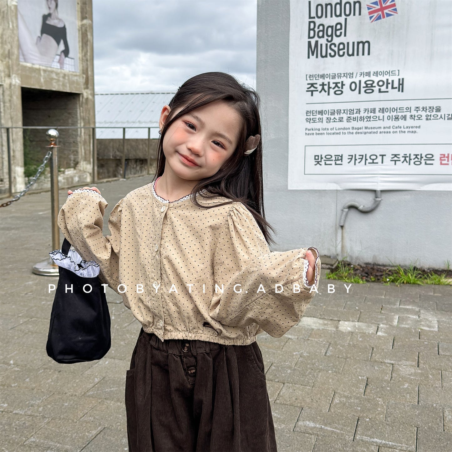 長袖シャツ・ブラウス Polka Dot Lace Puff Sleeve Shirt ドット柄 レース パフスリーブ シャツ【mh0011950】