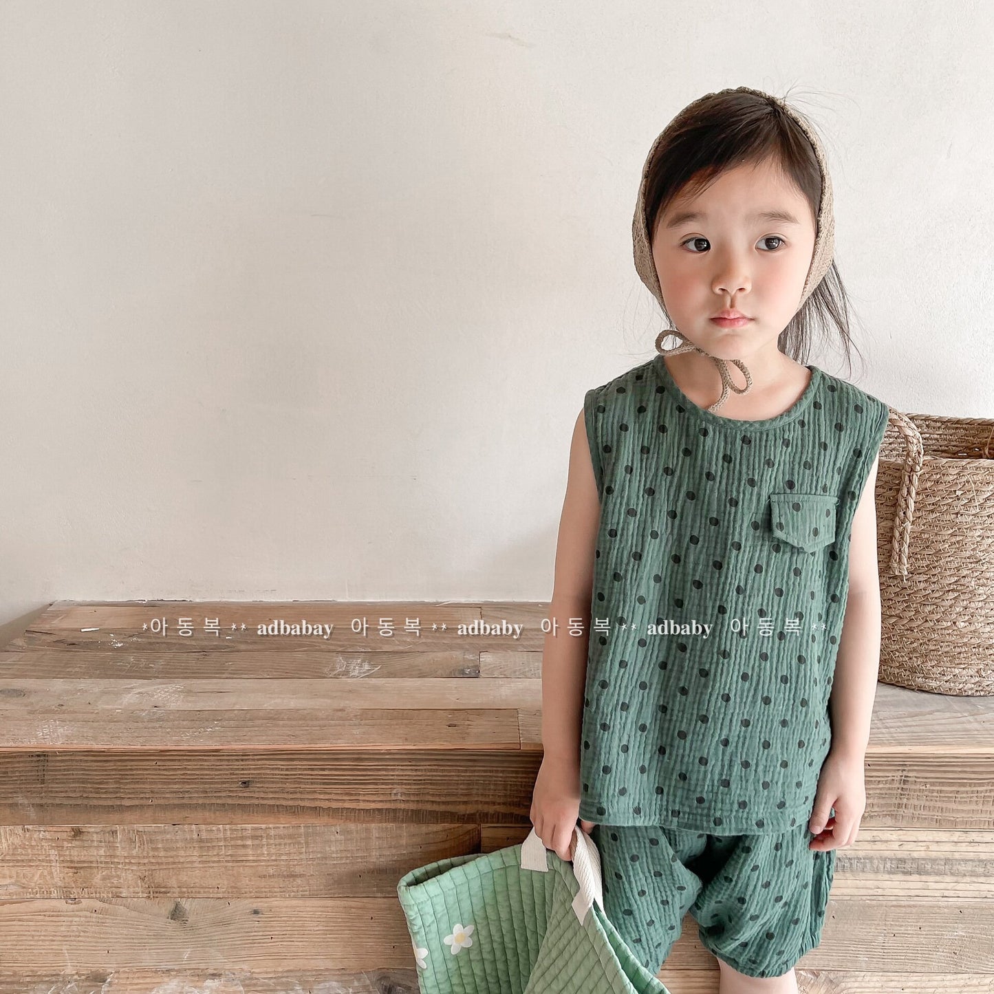 ノースリーブセットアップ Polka Dot Sleeveless & Shorts Set ドット柄 ノースリーブ セットアップ【mh0012141】