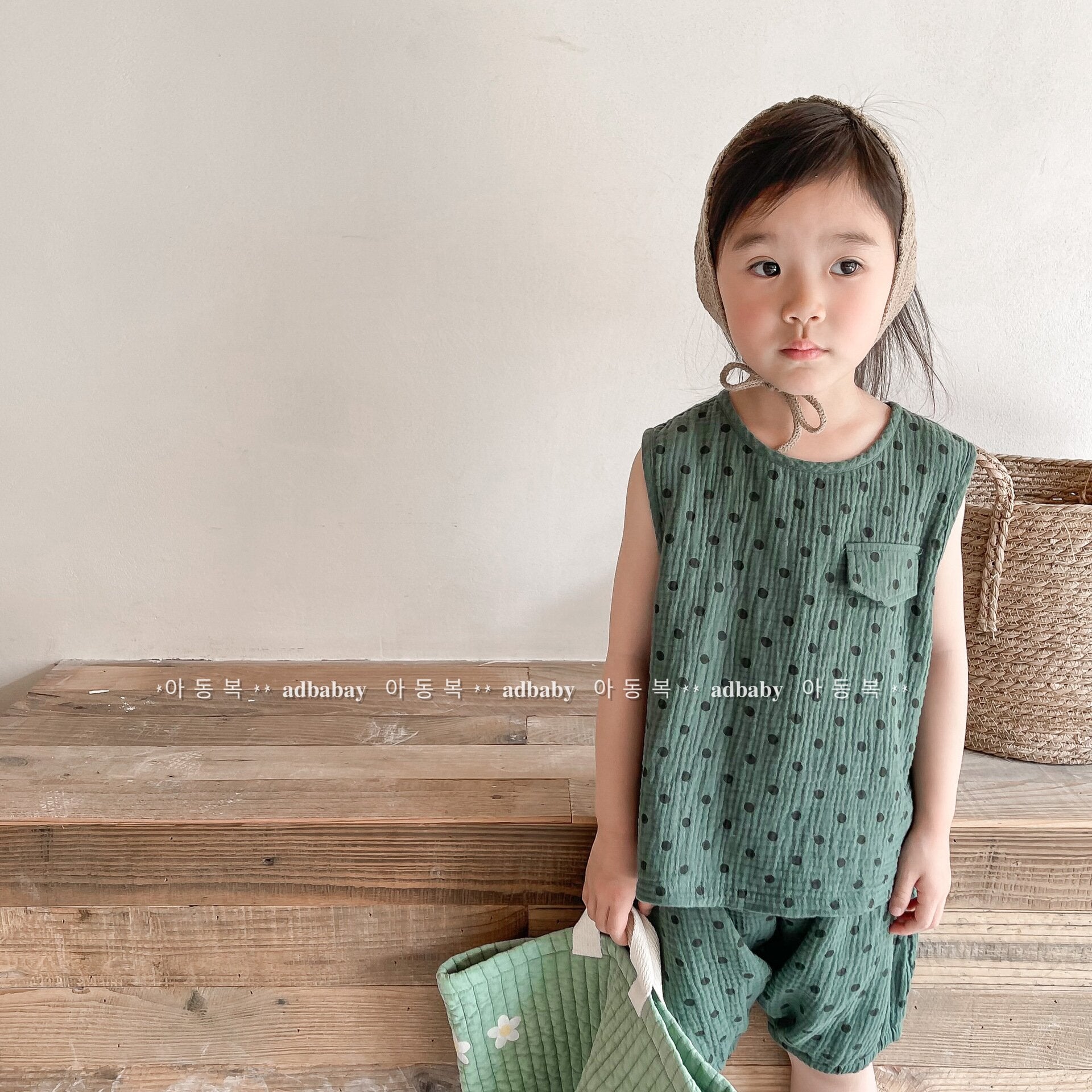 ノースリーブセットアップ Polka Dot Sleeveless & Shorts Set ドット柄 ノースリーブ セットアップ【mh0012141】