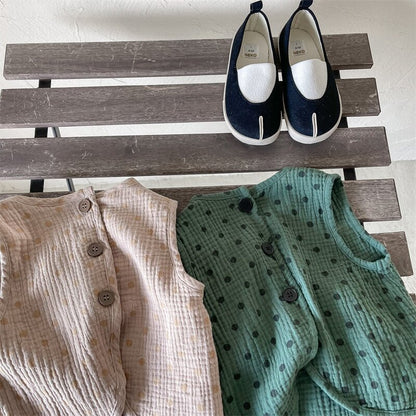 ノースリーブセットアップ Polka Dot Sleeveless & Shorts Set ドット柄 ノースリーブ セットアップ【mh0012141】