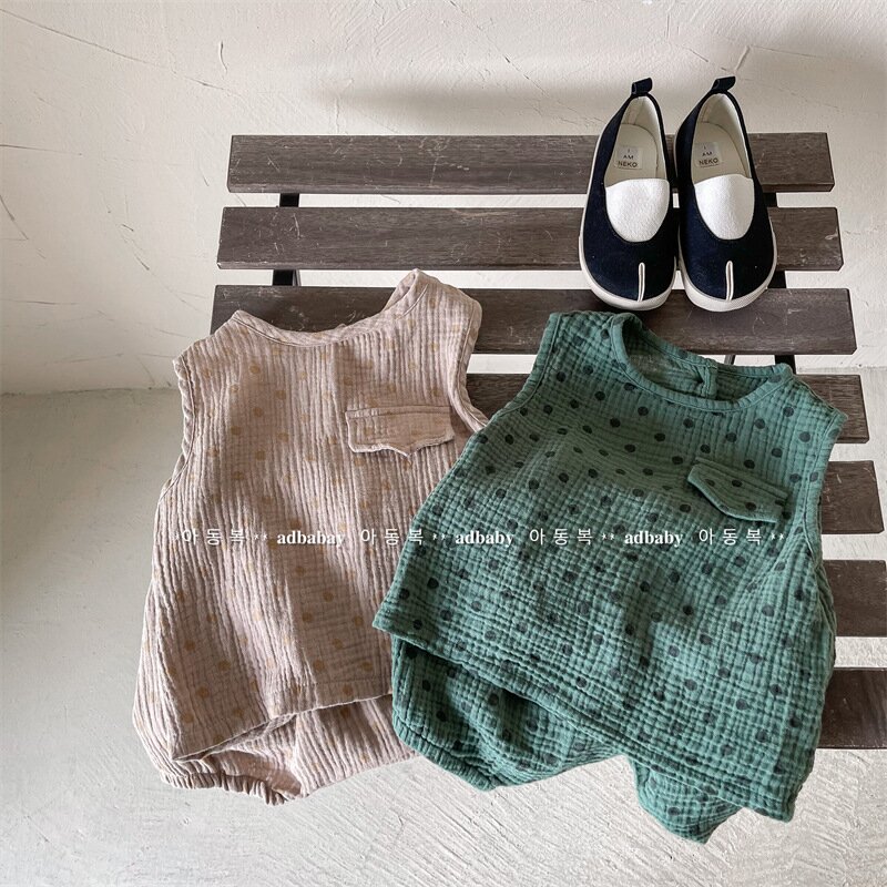 ノースリーブセットアップ Polka Dot Sleeveless & Shorts Set ドット柄 ノースリーブ セットアップ【mh0012141】