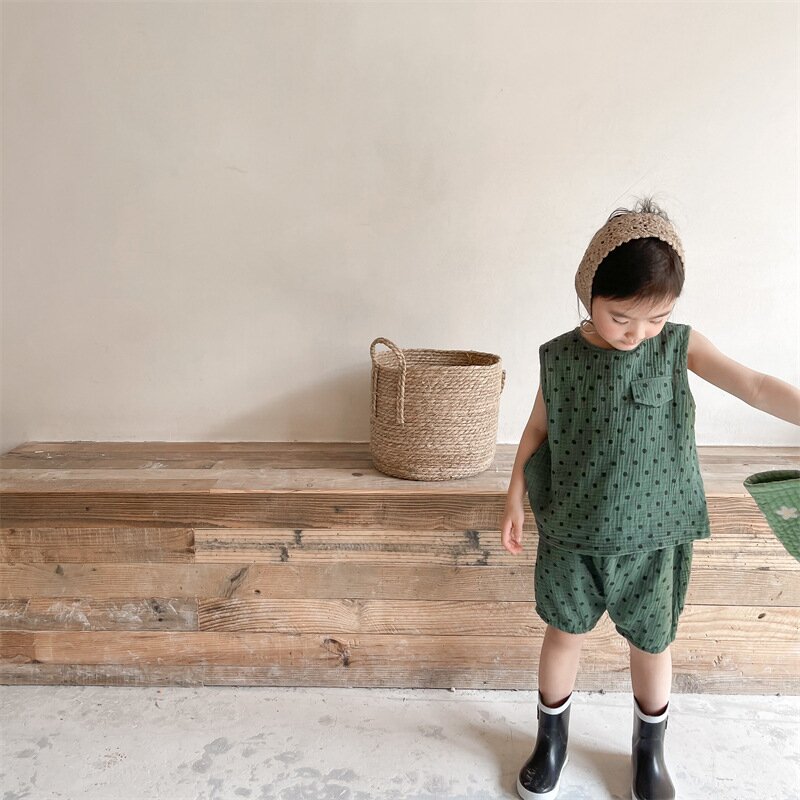 ノースリーブセットアップ Polka Dot Sleeveless & Shorts Set ドット柄 ノースリーブ セットアップ【mh0012141】
