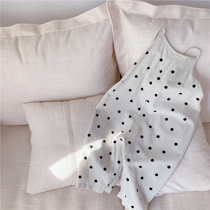 サロペットパンツ・サスペンダーパンツ Polka Dot Wide-Leg Jumpsuit ドット柄 ワイドサロペット【mh0012137】