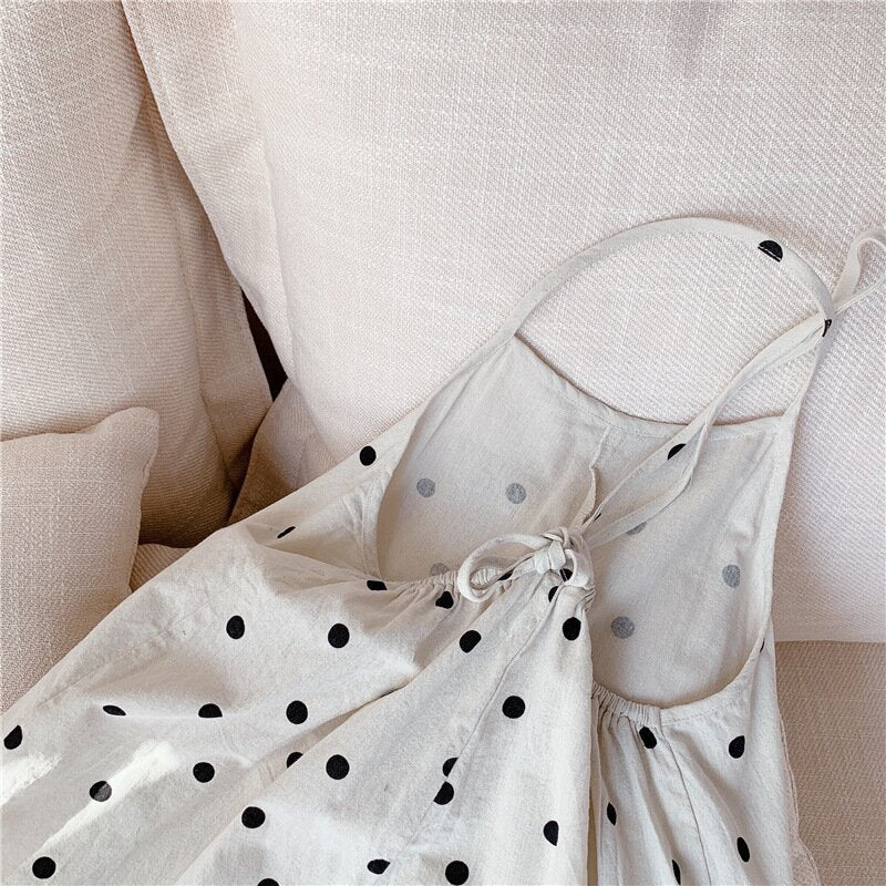サロペットパンツ・サスペンダーパンツ Polka Dot Wide-Leg Jumpsuit ドット柄 ワイドサロペット【mh0012137】