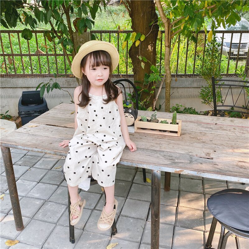 サロペットパンツ・サスペンダーパンツ Polka Dot Wide-Leg Jumpsuit ドット柄 ワイドサロペット【mh0012137】