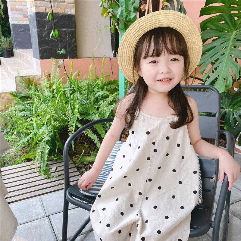 サロペットパンツ・サスペンダーパンツ Polka Dot Wide-Leg Jumpsuit ドット柄 ワイドサロペット【mh0012137】