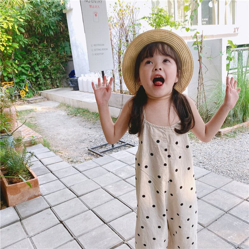サロペットパンツ・サスペンダーパンツ Polka Dot Wide-Leg Jumpsuit ドット柄 ワイドサロペット【mh0012137】