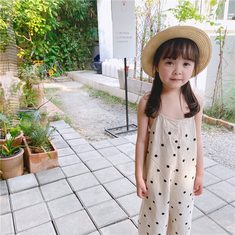 サロペットパンツ・サスペンダーパンツ Polka Dot Wide-Leg Jumpsuit ドット柄 ワイドサロペット【mh0012137】