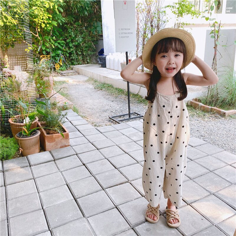 サロペットパンツ・サスペンダーパンツ Polka Dot Wide-Leg Jumpsuit ドット柄 ワイドサロペット【mh0012137】