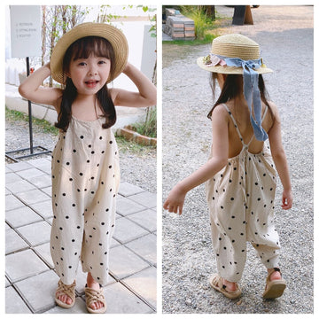 サロペットパンツ・サスペンダーパンツ Polka Dot Wide-Leg Jumpsuit ドット柄 ワイドサロペット【mh0012137】
