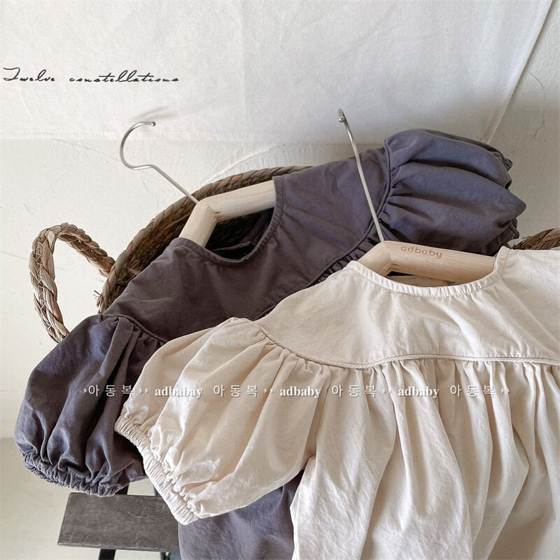 半袖ワンピース Puff Sleeve Cotton Dress パフスリーブ コットンワンピース【mh0012145】