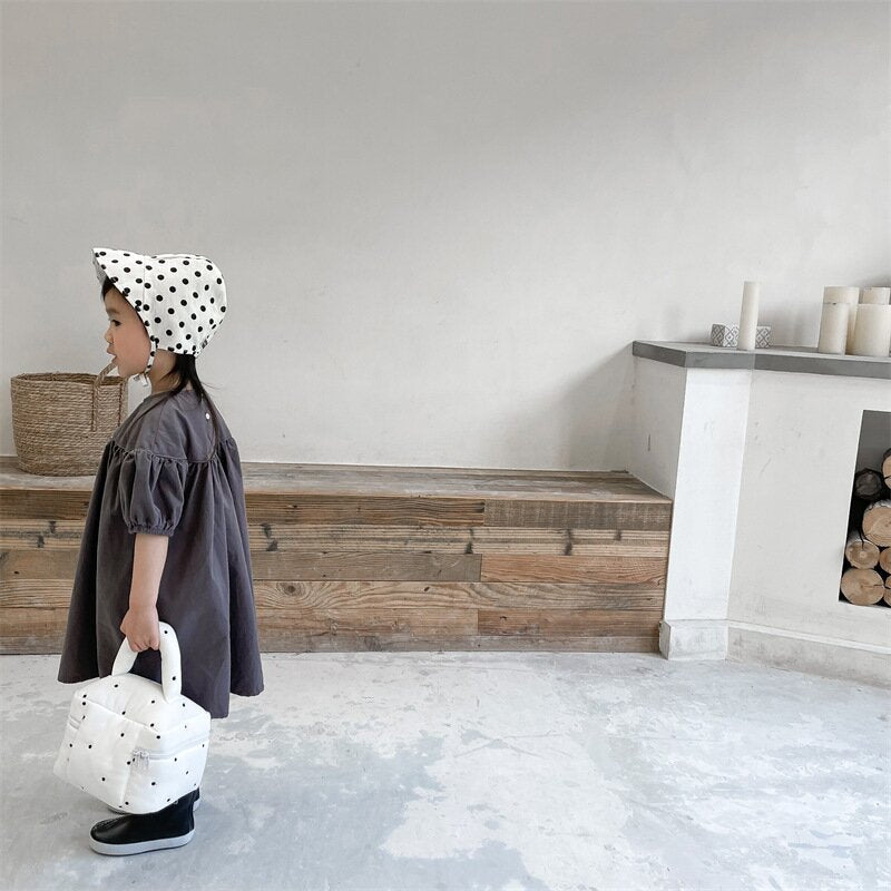 半袖ワンピース Puff Sleeve Cotton Dress パフスリーブ コットンワンピース【mh0012145】