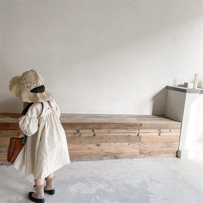 半袖ワンピース Puff Sleeve Cotton Dress パフスリーブ コットンワンピース【mh0012145】