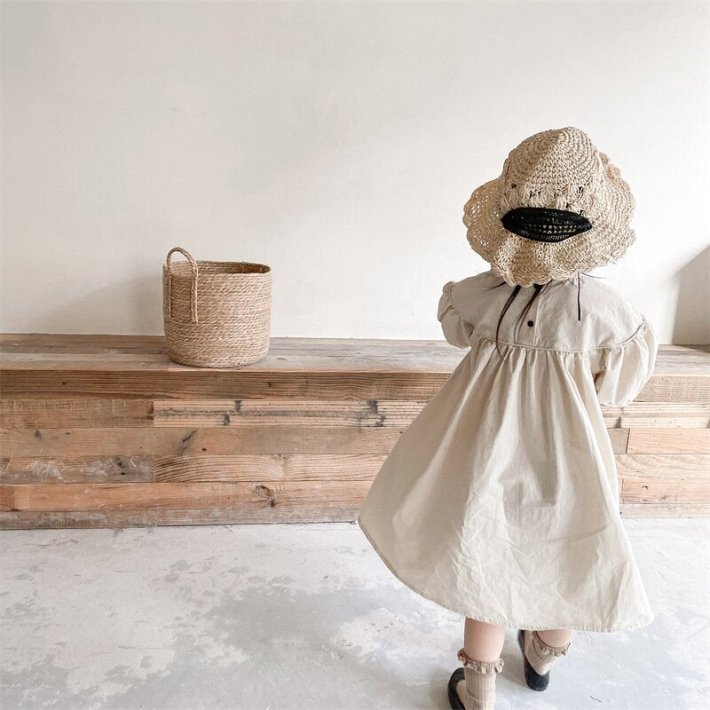 半袖ワンピース Puff Sleeve Cotton Dress パフスリーブ コットンワンピース【mh0012145】