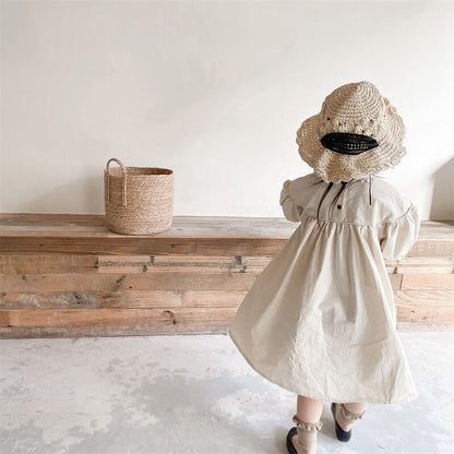 半袖ワンピース Puff Sleeve Cotton Dress パフスリーブ コットンワンピース【mh0012145】