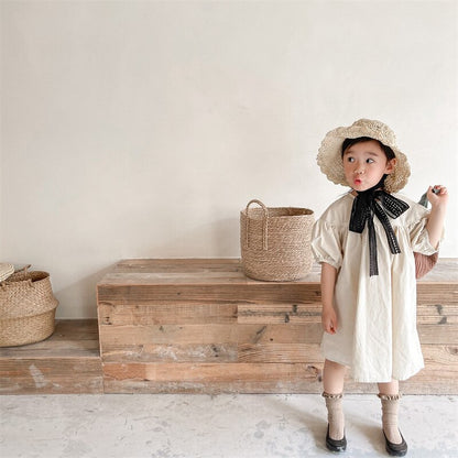 半袖ワンピース Puff Sleeve Cotton Dress パフスリーブ コットンワンピース【mh0012145】