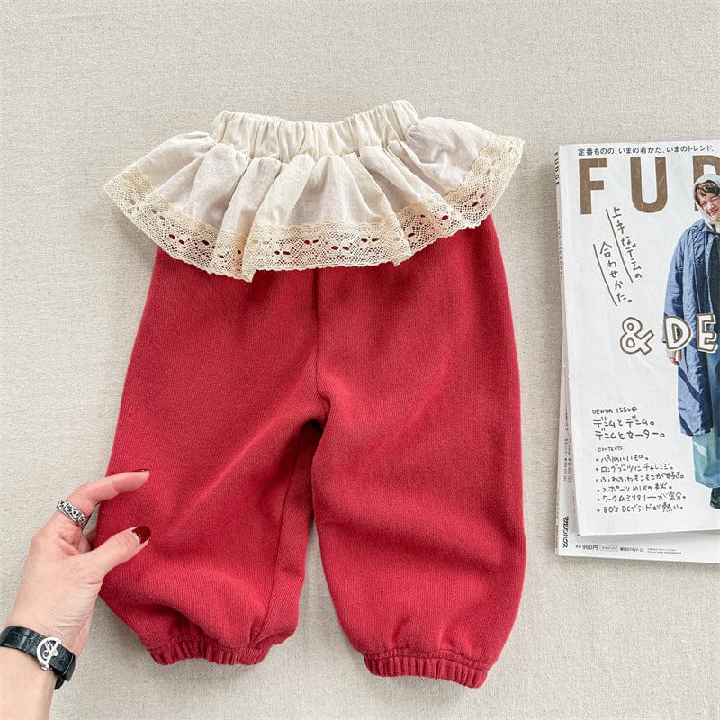 ロングパンツ・スウェットパンツ Red / 80cm キッズパンツ フラワー小花柄プリントスカートドッキングロングパンツ【mh0008967】