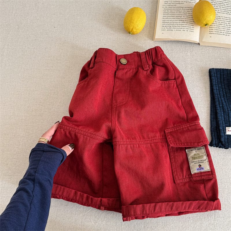 ロングパンツ・スウェットパンツ Red / 80cm キッズパンツ シンプルクロップドカーゴパンツ【mh0009011】