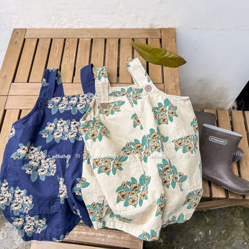 オーバーオール Retro Flower Cotton Overalls レトロフラワー サロペットパンツ【mh0011996】