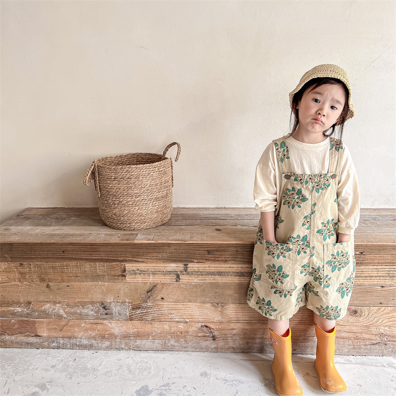 オーバーオール Retro Flower Cotton Overalls レトロフラワー サロペットパンツ【mh0011996】