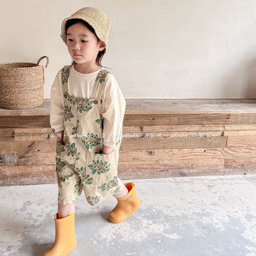 オーバーオール Retro Flower Cotton Overalls レトロフラワー サロペットパンツ【mh0011996】